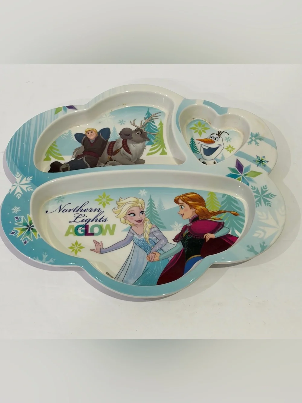 Zak Disney Frozen Northern Lights Aglow Kids Sectioned Plate